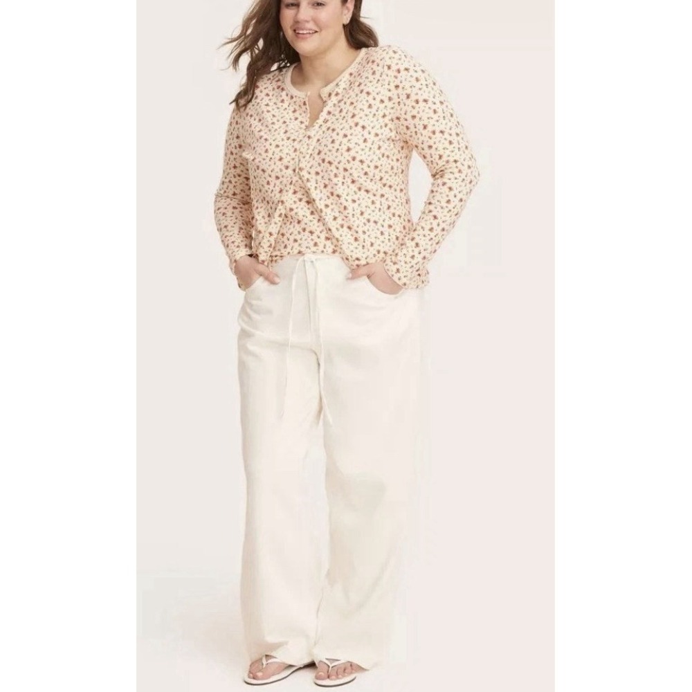 Women's Mid-Rise Drawstring Baggy Jeans - Parke x Target Cream - Size 20